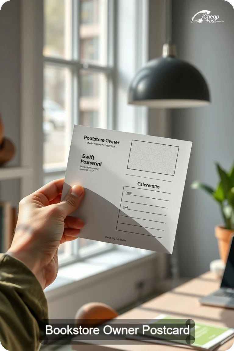 Bookstore Owner Postcard Sample 08 · 4.5" x 11" design sample