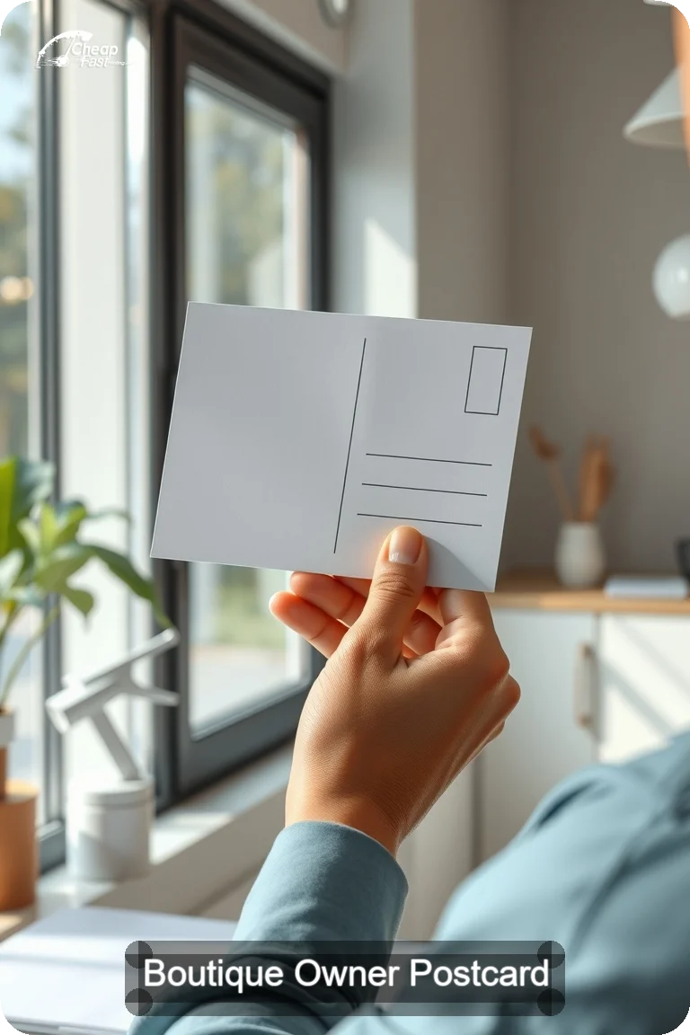 Boutique Owner Postcard Sample 06 · 4.5" x 11" design sample