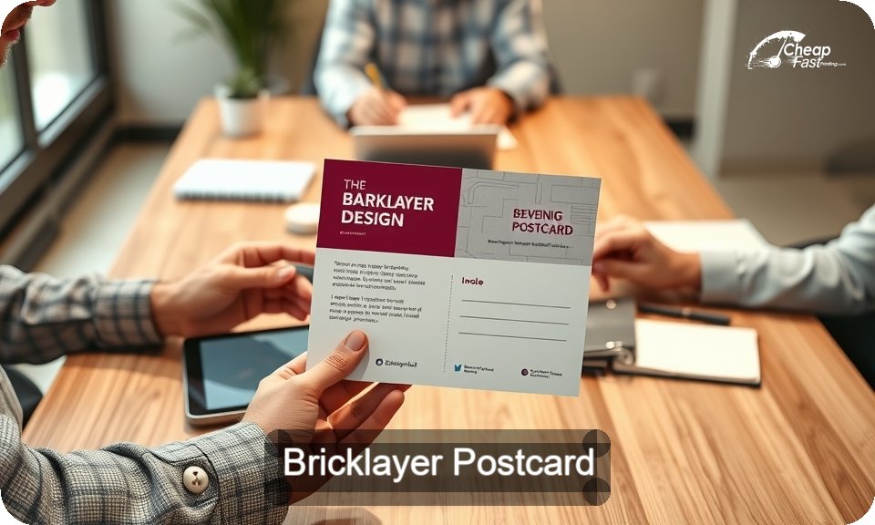 Bricklayer Postcard Sample 01 · 4" x 9" design sample