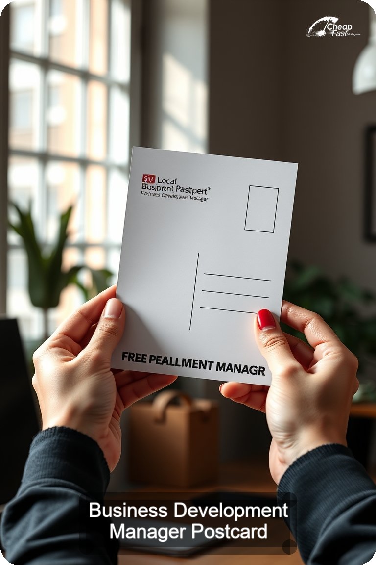 Business Development Manager Postcard Sample 01 · 4.5" x 11" design sample