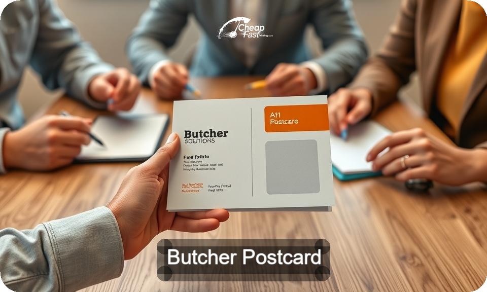 Butcher Postcard Sample 07 · 4" x 9" design sample