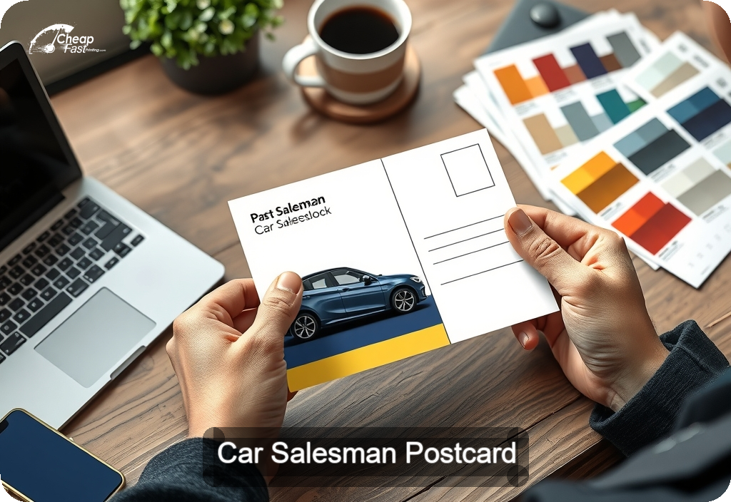 Car Salesman Postcard Sample 01 · 4" x 6" design sample