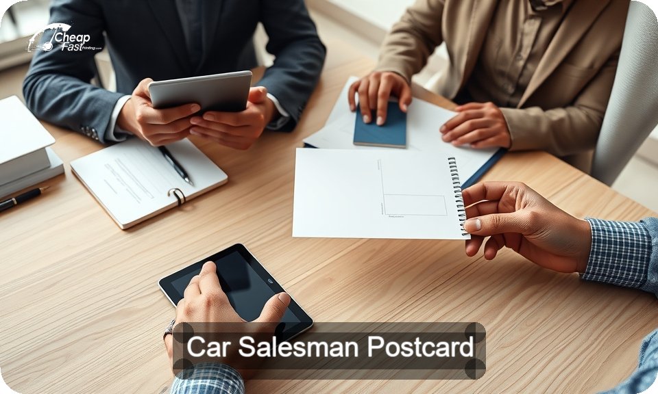 Car Salesman Postcard Sample 07 · 4" x 9" design sample
