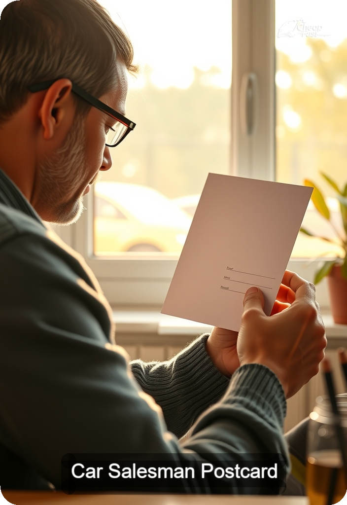 Car Salesman Postcard Sample 08 · 4.5" x 6.5" design sample