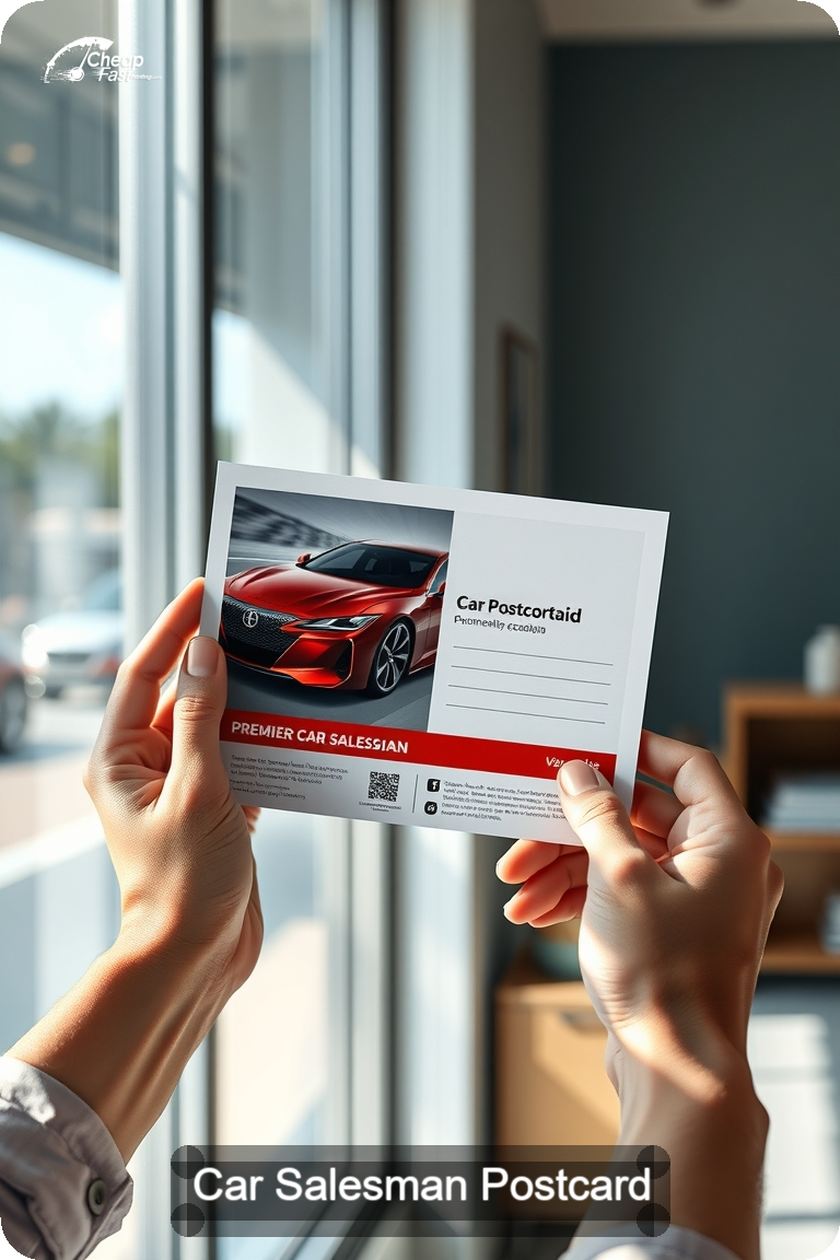 Car Salesman Postcard Sample 10 · 4.5" x 11" design sample