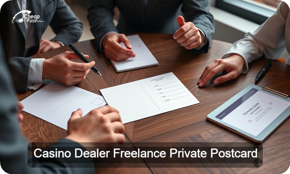 Casino Dealer Freelance Private Postcard Sample 01 · 4" x 9" design sample