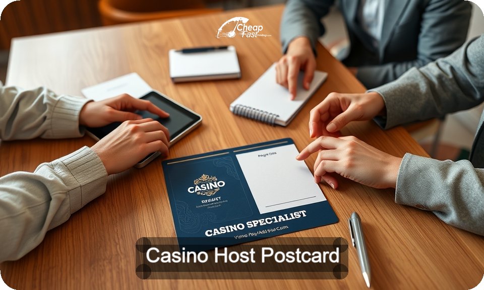 Casino Host Postcard Sample 05 · 4" x 9" design sample