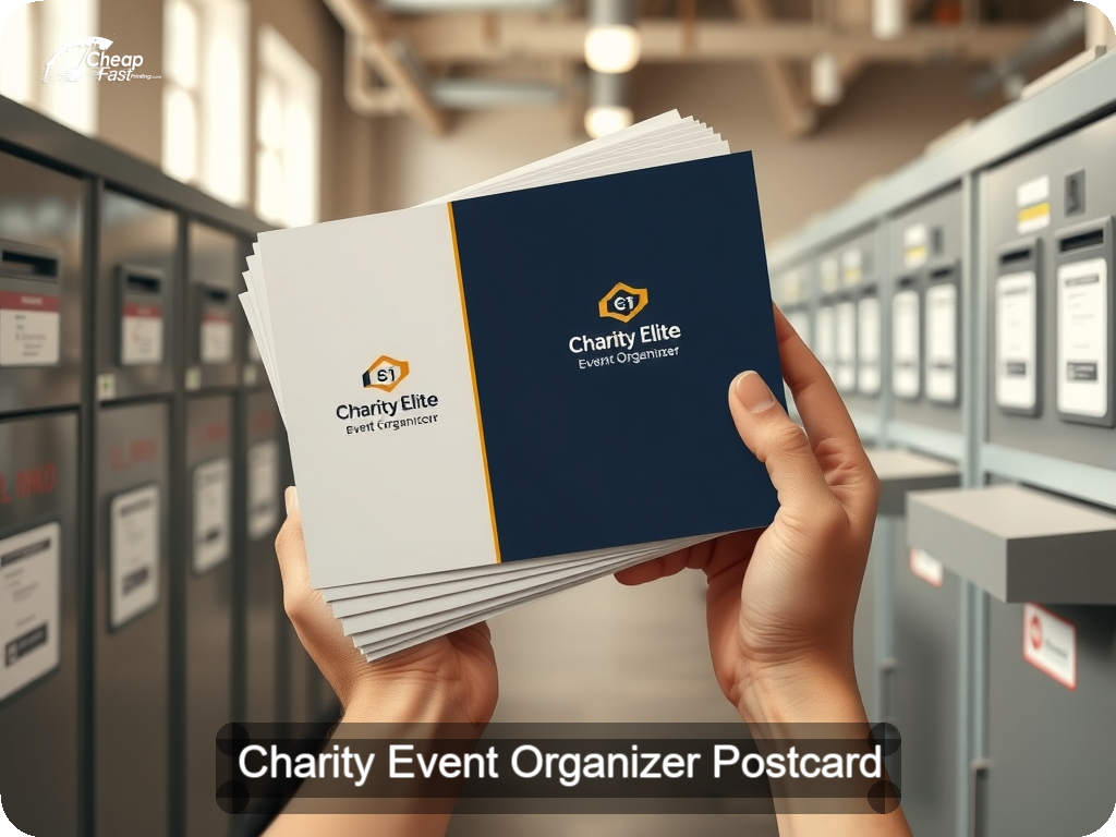 Charity Event Organizer Postcard Sample 02 · 6.5" x 9" design sample