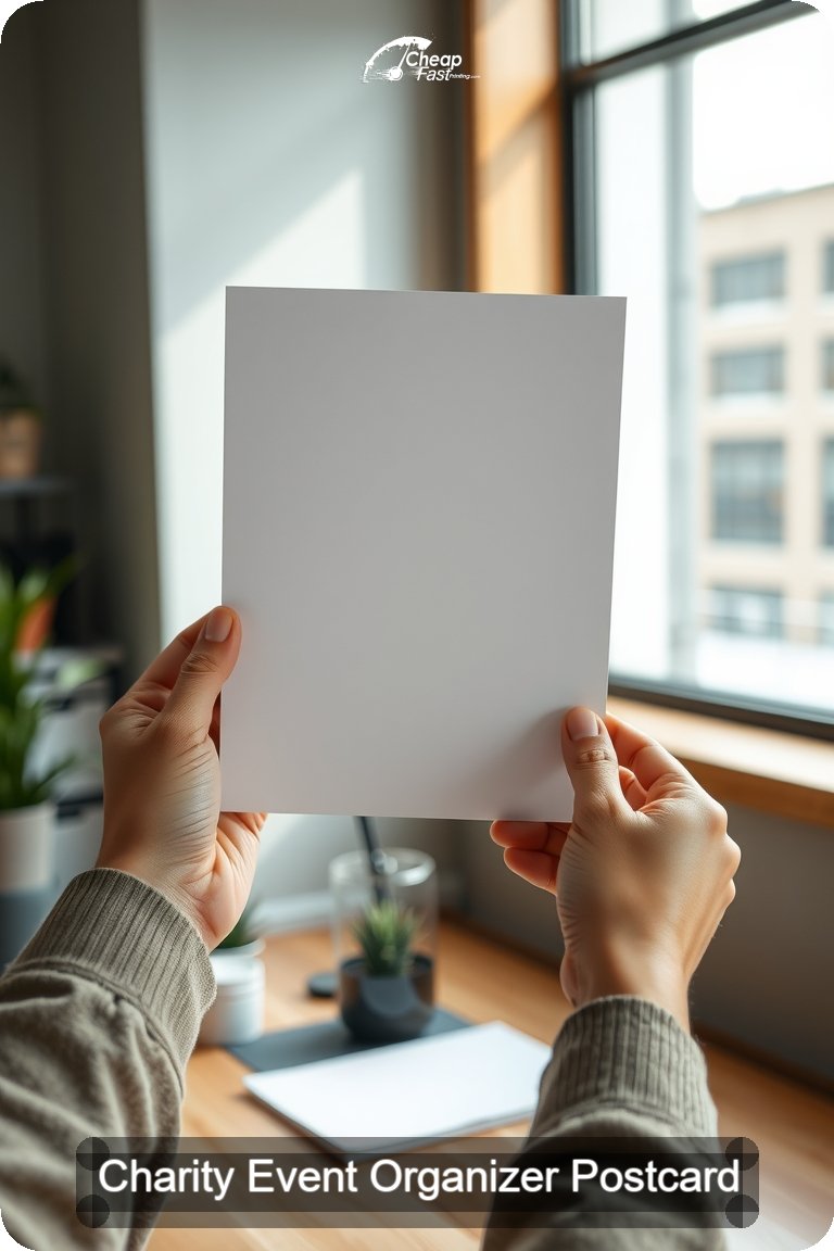 Charity Event Organizer Postcard Sample 03 · 4.5" x 11" design sample