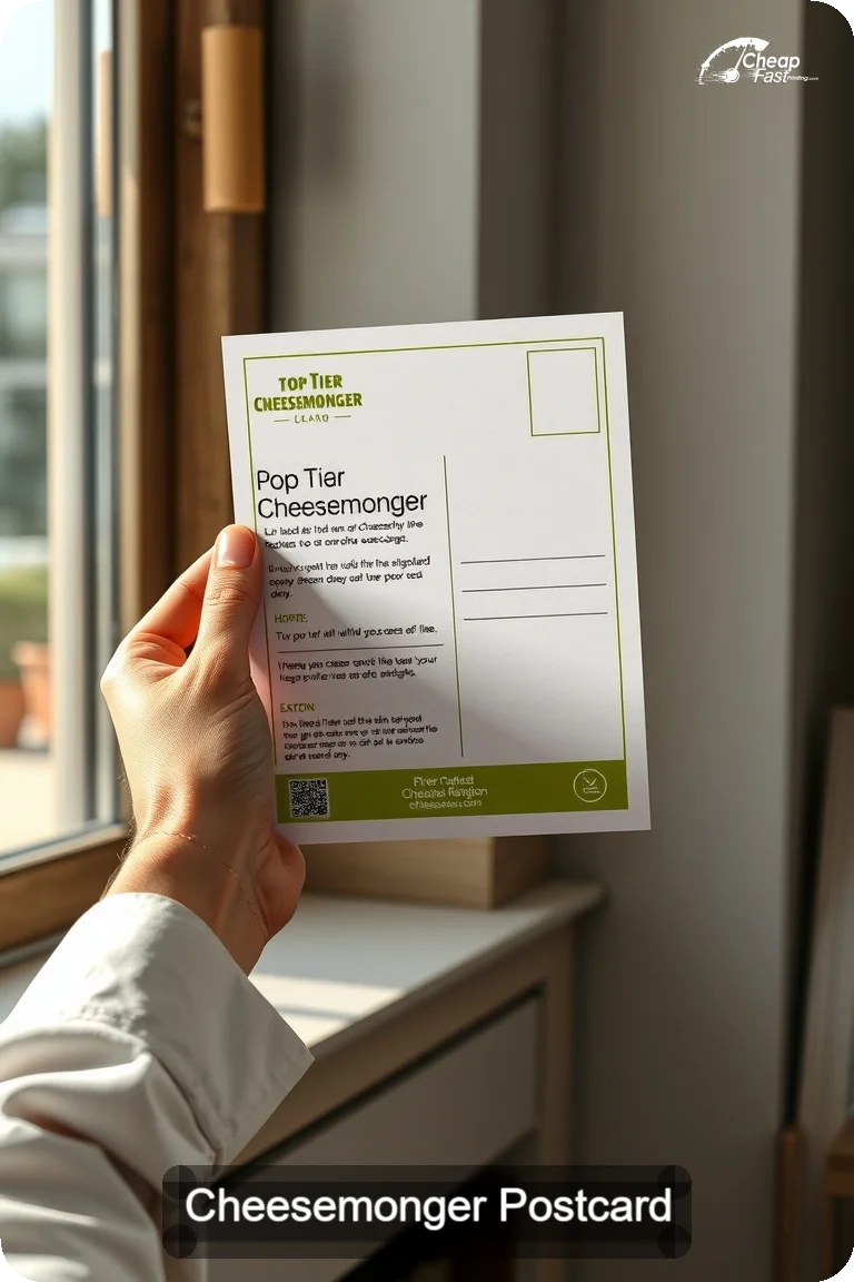 Cheesemonger Postcard Sample 09 · 4.5" x 11" design sample