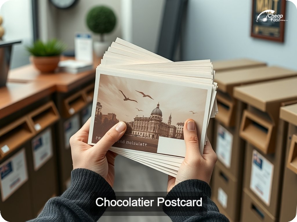 Chocolatier Postcard Sample 05 · 6.5" x 9" design sample