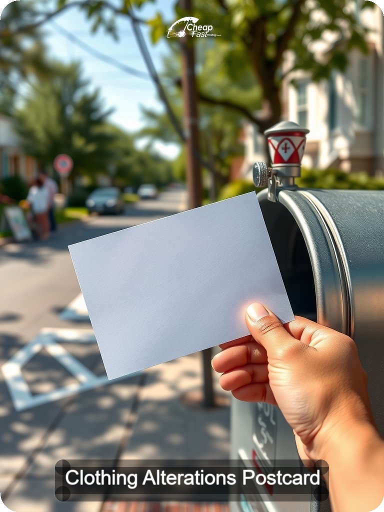 Clothing Alterations Postcard Sample 03 · 5" x 7" design sample