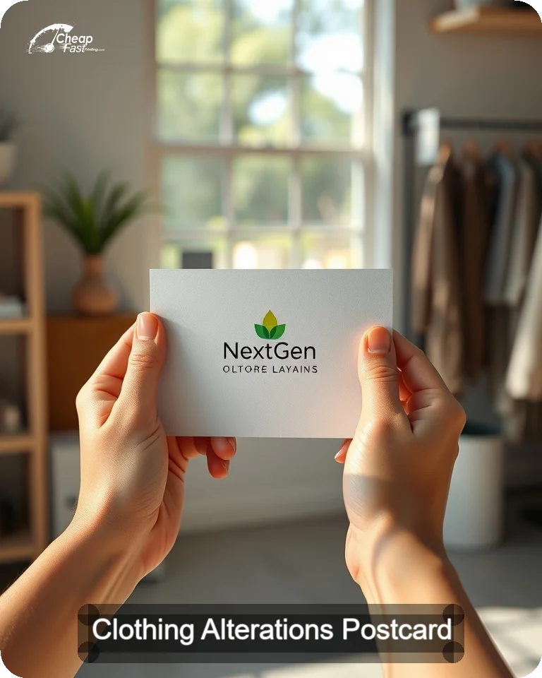 Clothing Alterations Postcard Sample 07 · 4.25" x 5.5" design sample