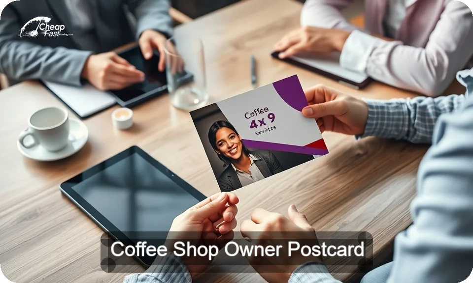 Coffee Shop Owner Postcard Sample 10 · 4" x 9" design sample