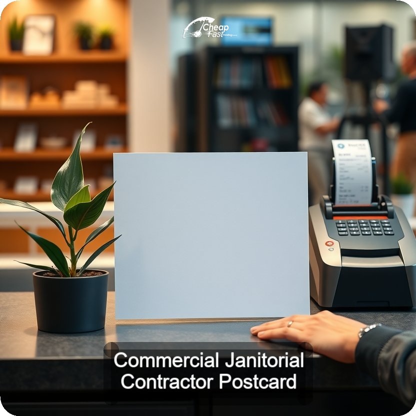 Commercial Janitorial Contractor Postcard Sample 05 · 5" x 5" design sample