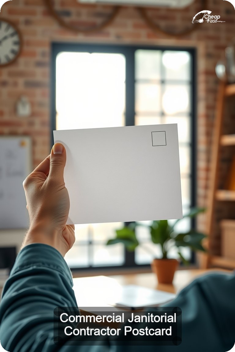 Commercial Janitorial Contractor Postcard Sample 10 · 4.5" x 11" design sample