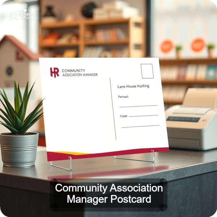 Community Association Manager Postcard Sample 02 · 5" x 5" design sample