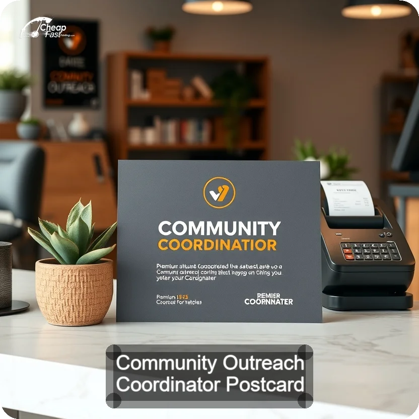 Community Outreach Coordinator Postcard Sample 05 · 5" x 5" design sample