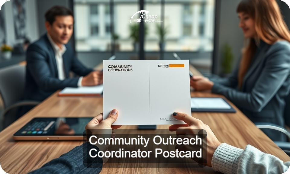 Community Outreach Coordinator Postcard Sample 07 · 4" x 9" design sample