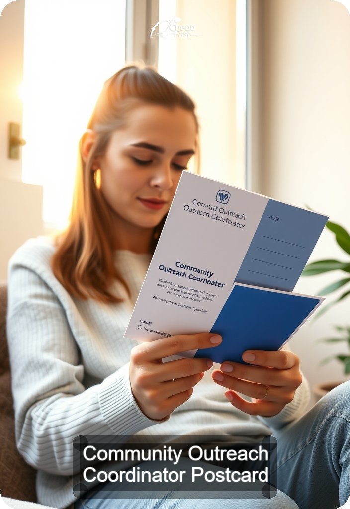 Community Outreach Coordinator Postcard Sample 08 · 4.5" x 6.5" design sample