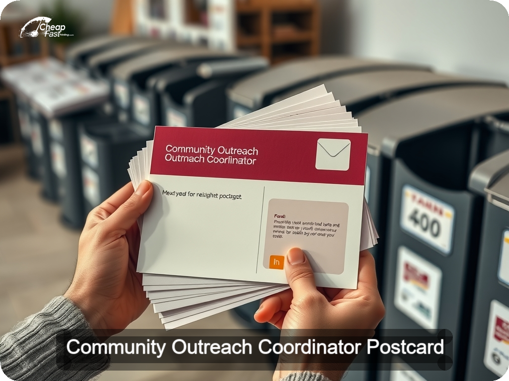Community Outreach Coordinator Postcard Sample 09 · 6.5" x 9" design sample