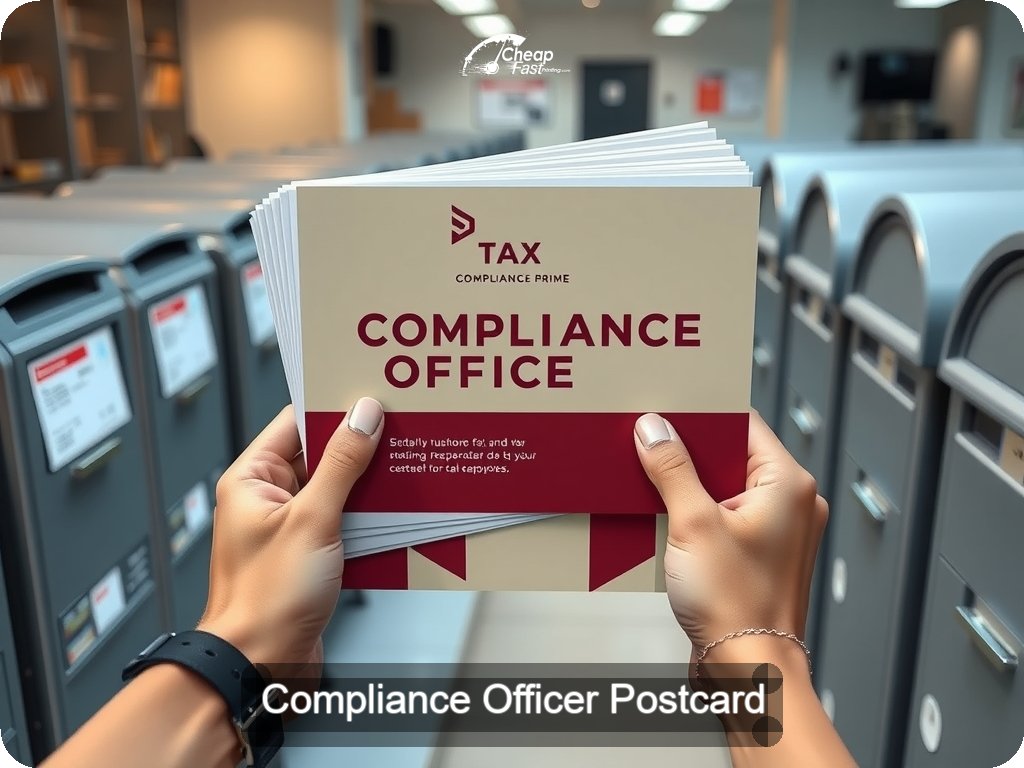 Compliance Officer Postcard Sample 01 · 6.5" x 9" design sample