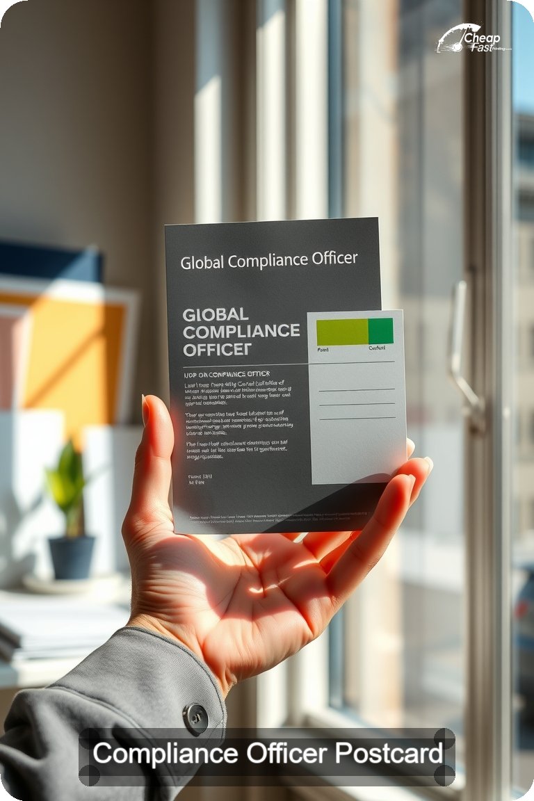 Compliance Officer Postcard Sample 02 · 4.5" x 11" design sample