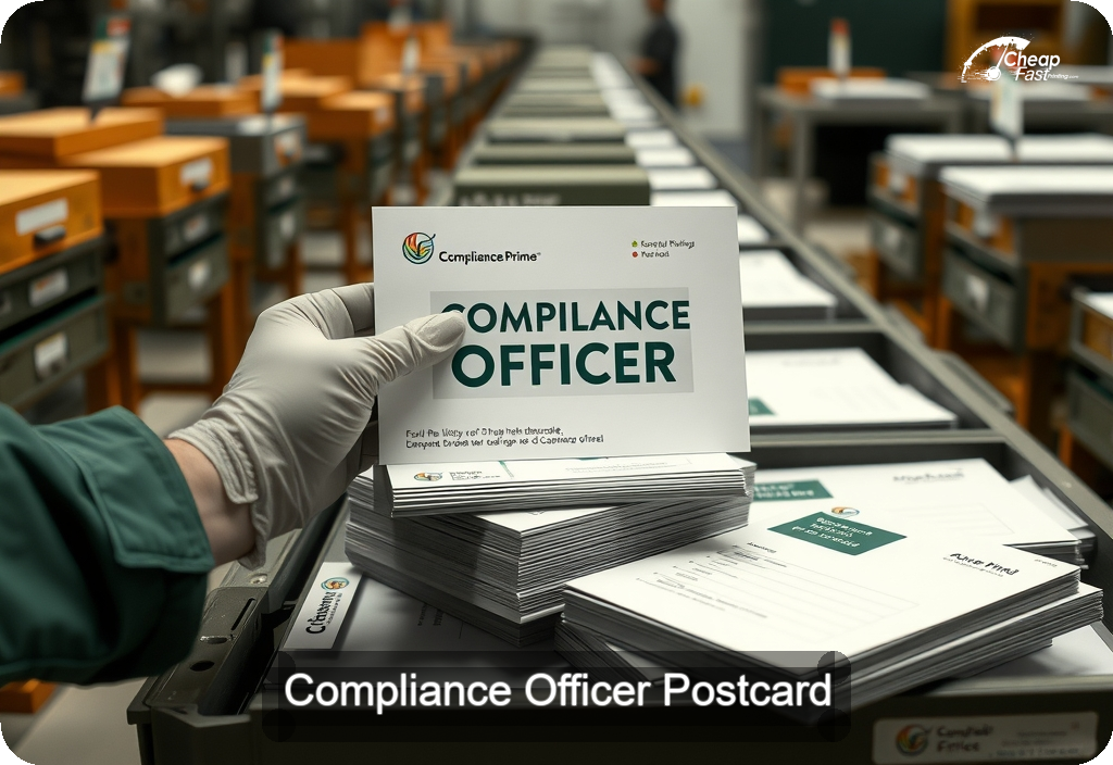 Compliance Officer Postcard Sample 06 · 6" x 11" design sample