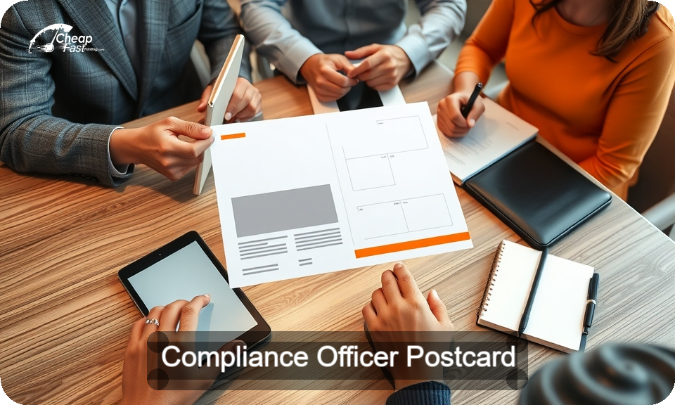 Compliance Officer Postcard Sample 09 · 4" x 9" design sample