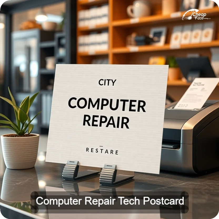 Computer Repair Tech Postcard Sample 09 · 5" x 5" design sample