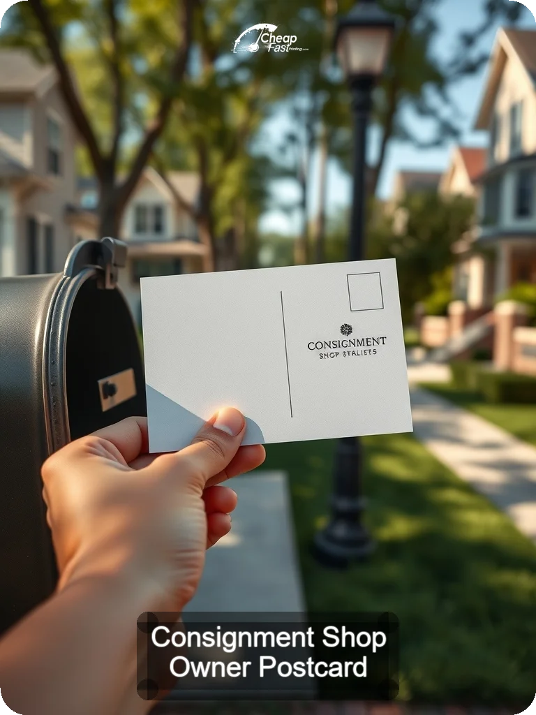 Consignment Shop Owner Postcard Sample 10 · 5" x 7" design sample