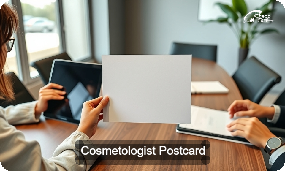 Cosmetologist Postcard Sample 01 · 4" x 9" design sample