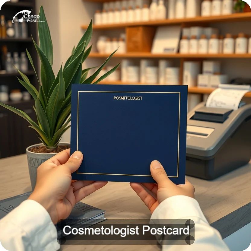 Cosmetologist Postcard Sample 09 · 5" x 5" design sample