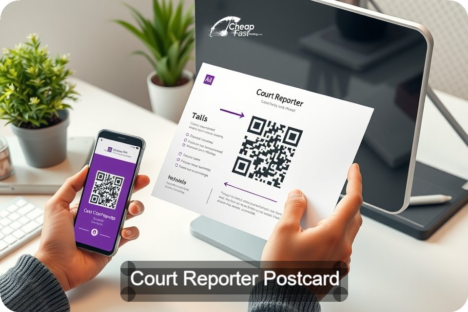 Court Reporter Postcard Sample 04 · 6" x 9" design sample