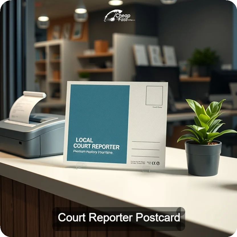 Court Reporter Postcard Sample 06 · 5" x 5" design sample