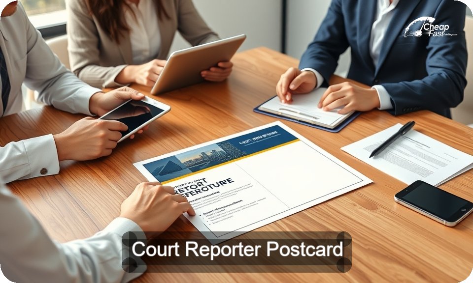 Court Reporter Postcard Sample 08 · 4" x 9" design sample