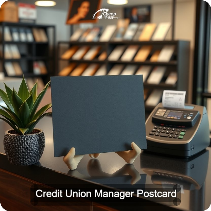 Credit Union Manager Postcard Sample 04 · 5" x 5" design sample