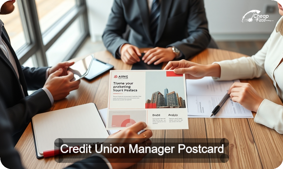 Credit Union Manager Postcard Sample 06 · 4" x 9" design sample