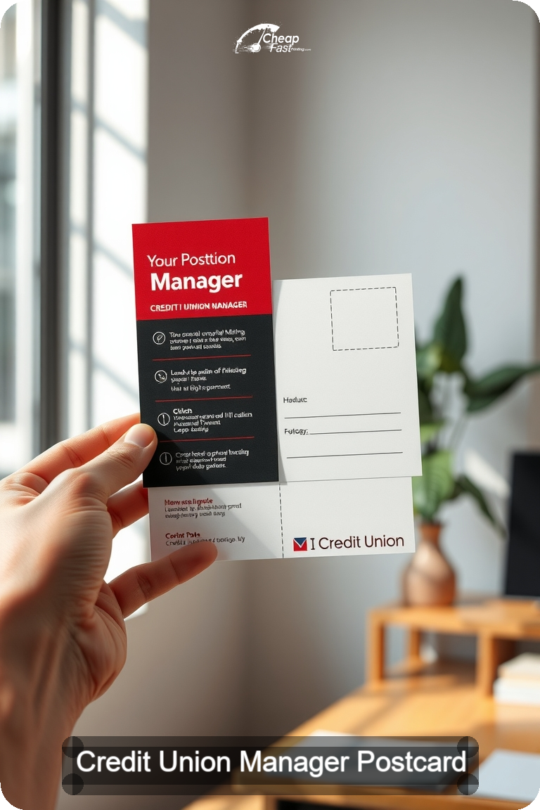 Credit Union Manager Postcard Sample 09 · 4.5" x 11" design sample