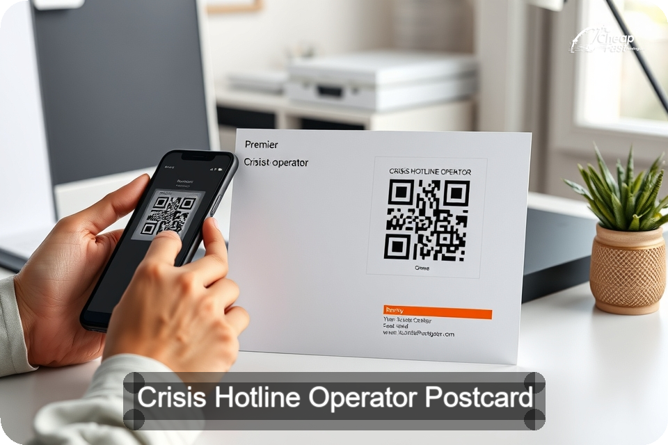 Crisis Hotline Operator Postcard Sample 01 · 6" x 9" design sample