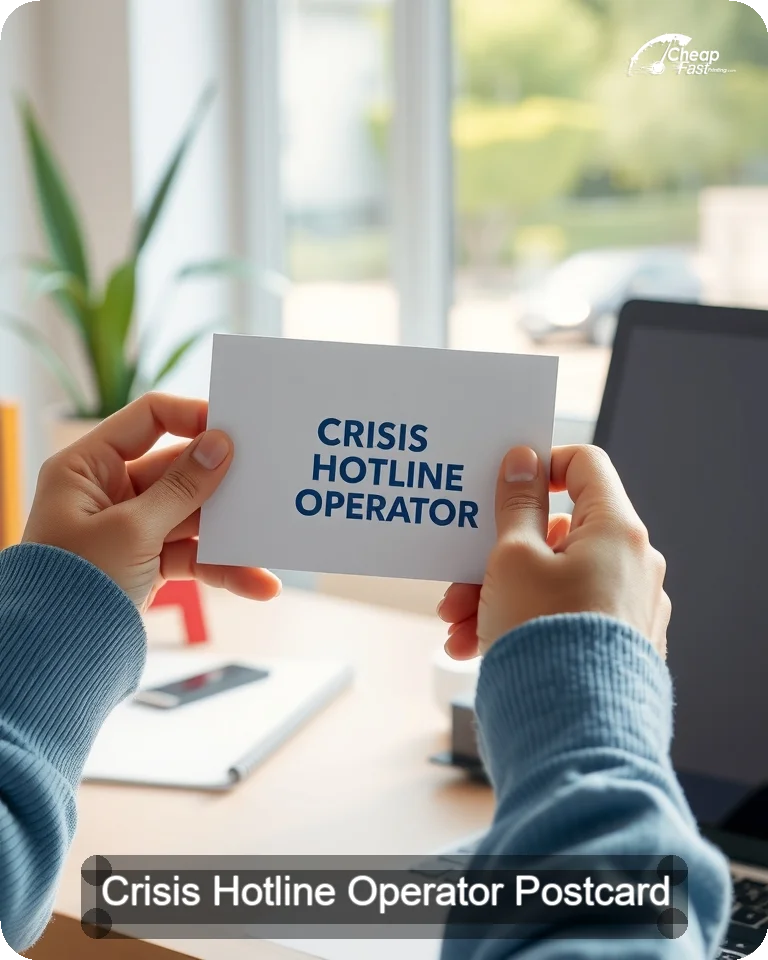 Crisis Hotline Operator Postcard Sample 04 · 4.25" x 5.5" design sample