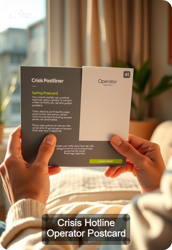 Crisis Hotline Operator Postcard Sample 06 · 4.5" x 6.5" design sample