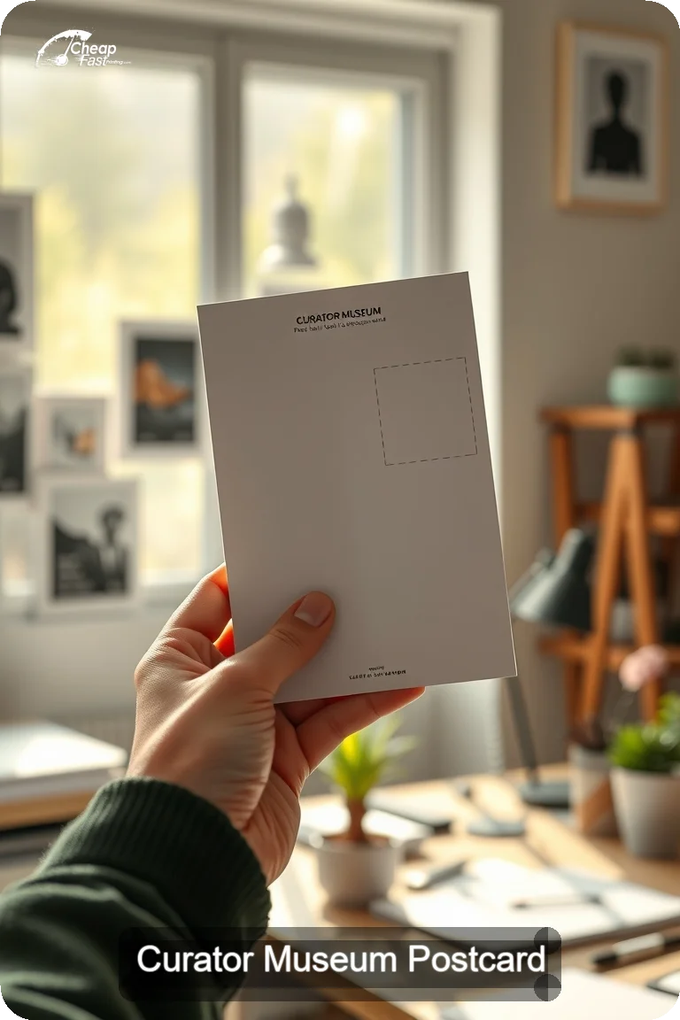 Curator Museum Postcard Sample 01 · 4.5" x 11" design sample