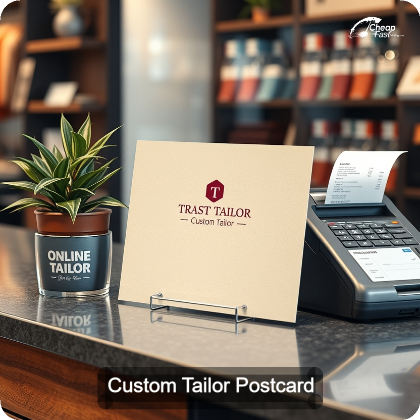 Custom Tailor Postcard Sample 01 · 5" x 5" design sample