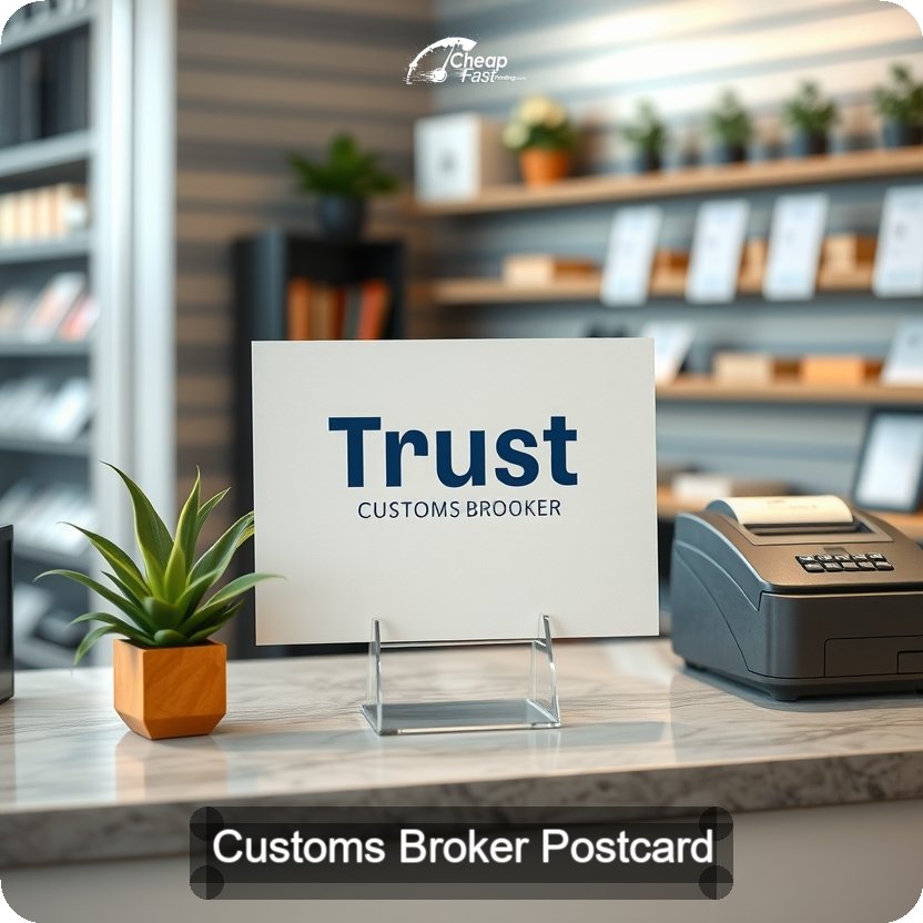 Customs Broker Postcard Sample 01 · 5" x 5" design sample