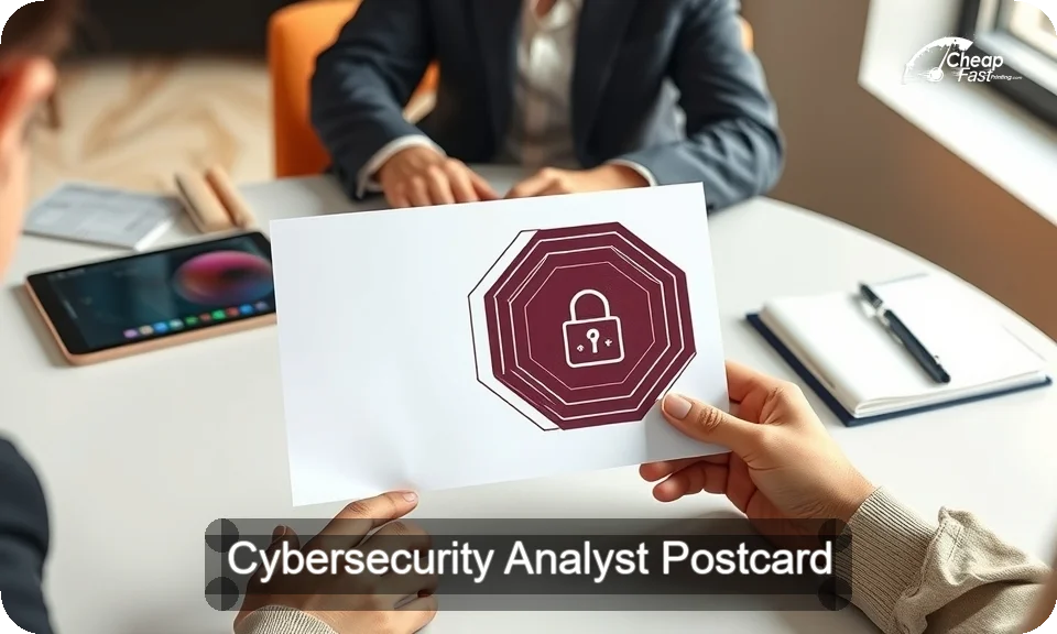 Cybersecurity Analyst Postcard Sample 05 · 4" x 9" design sample