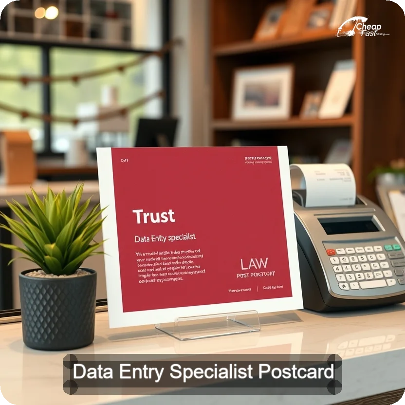 Data Entry Specialist Postcard Sample 01 · 5" x 5" design sample