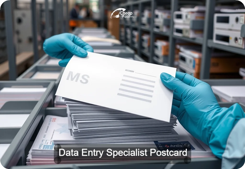 Data Entry Specialist Postcard Sample 10 · 6" x 11" design sample
