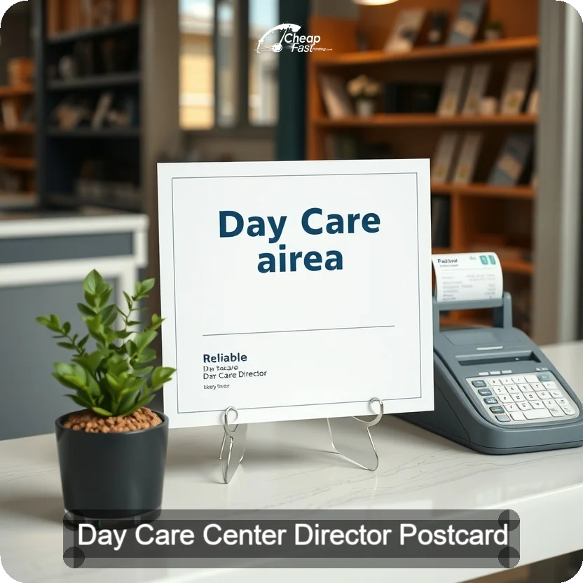 Day Care Center Director Postcard Sample 02 · 5" x 5" design sample