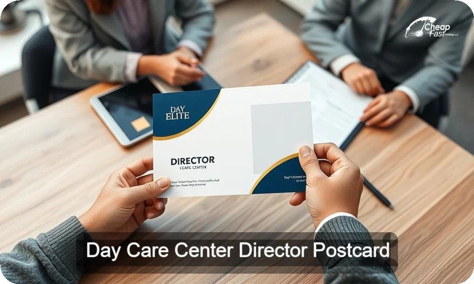 Day Care Center Director Postcard Sample 04 · 4" x 9" design sample